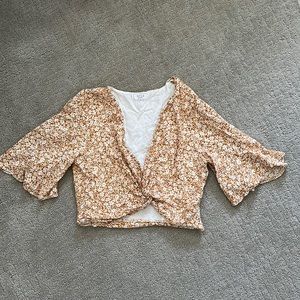 Sage the label yellow floral flowy crop top size S
